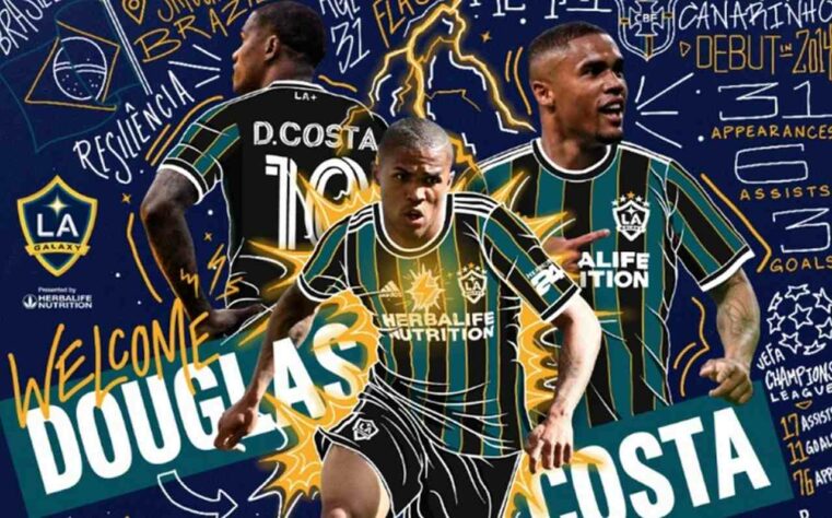 FECHADO - Douglas Costa é reforço da equipe do Los Angeles Galaxy. O anúncio foi feito pelas redes sociais do clube que disputa a Major League Soccer (MLS) depois de uma série de indicativos que apontavam para que o acordo entre as partes fosse sacramentado.