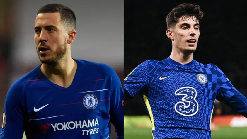 Meia-esquerda: Eden Hazard (21 anos na época) x Kai Havertz (22 anos)