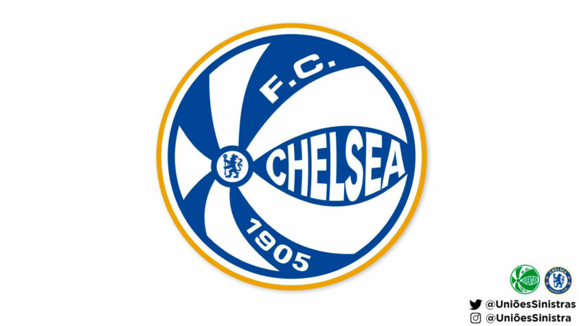 Corrente contra o Palmeiras no Mundial de Clubes: a fusão dos escudos do Juventude e do Chelsea.