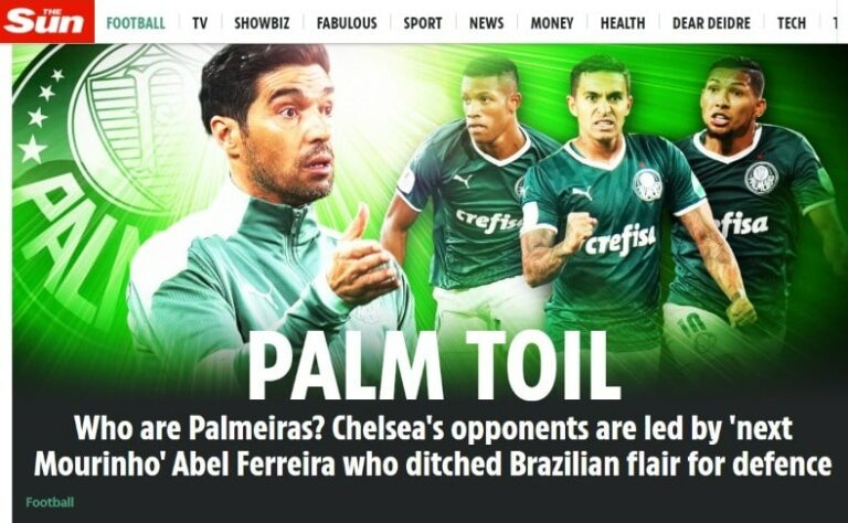 O "The Sun" também traçou um perfil do time do Palmeiras, contou um pouco da história do clube e destacou Abel Ferreira como o "próximo José Mourinho".