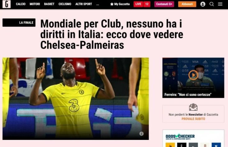 O italiano "Gazzetta Dello Sport" destaca onde assistir à final.