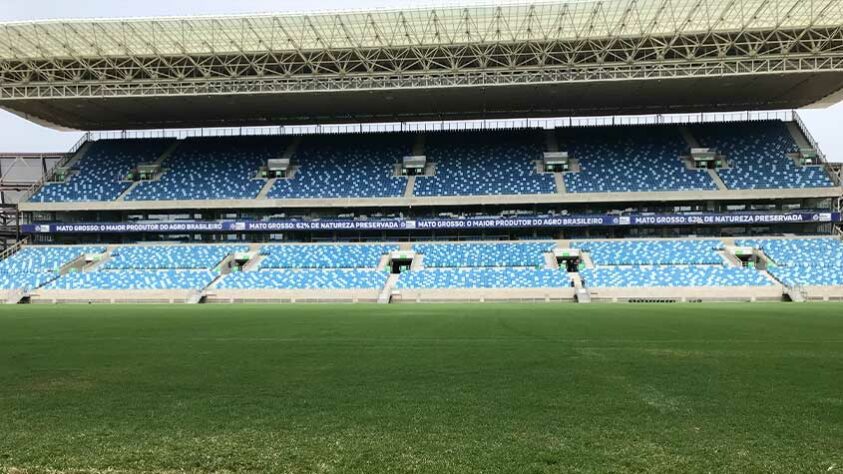 O gramado da Arena Pantanal está em boas condições e receberá os últimos aparos nesta sexta-feira e sábado.