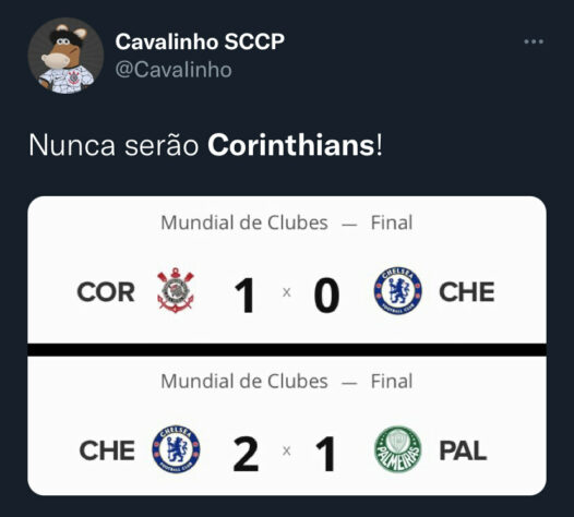 Palmeiras sofre com memes de torcedores do Corinthians após vice no Mundial de Clubes.