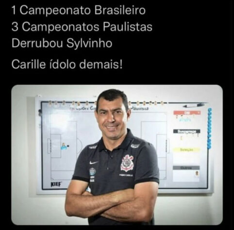 Queda de Sylvinho rendeu memes e fez a alegria dos torcedores do Corinthians nas redes sociais.