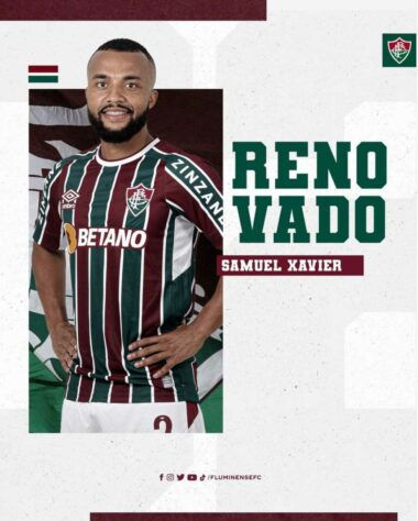 FECHADO! Samuel Xavier renovou contrato com o Fluminense. De acordo com o Lance!, o novo vínculo irá até o final de 2023