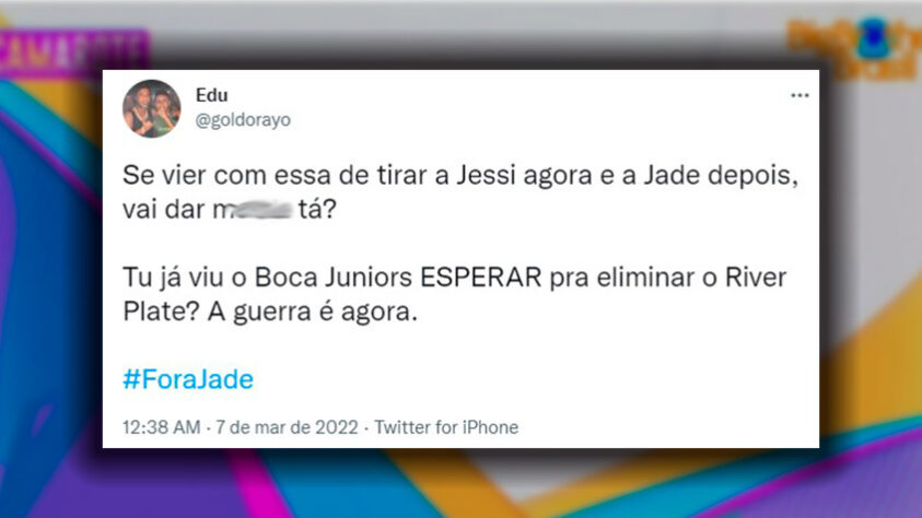 Paredão de milhões: perfis de futebol declaram apoio a Arthur Aguiar e pedem saída de Jade Picon.