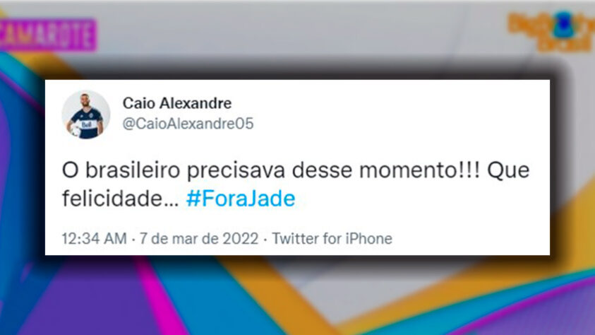 Ex-jogador do Botafogo, Caio Alexandre também fez corrente pela saída de Jade Picon.