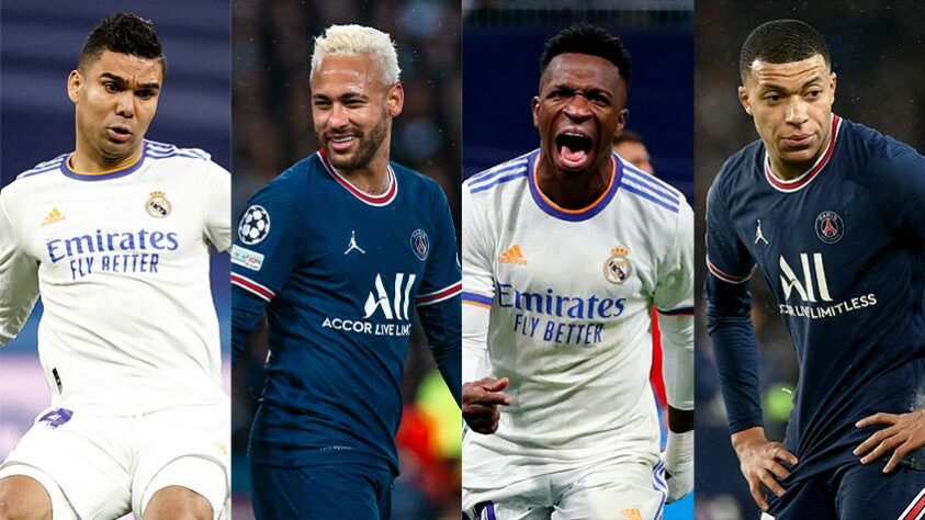 Real Madrid e Paris Saint-Germain fazem o jogo de volta das oitavas de final da Champions League 2021/22, nesta quarta-feira (09), às 17h, no estádio Santiago Bernabéu, em Madri. Com gol de Mbappé no último minuto, a equipe parisiense venceu por 1 a 0 no Parque dos Príncipes e tem vantagem no confronto. Porém, com a quantidade de estrelas nas duas equipes, tudo pode acontecer durante partida. Confira, em ordem crescente, os 20 jogadores mais valiosos entre Real e PSG, de acordo com o site especializado em valores de mercado "Transfermarkt", que compõe uma estimativa envolvendo idade, potencial de revenda e momento.