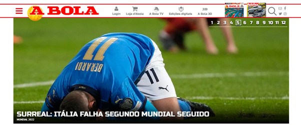 A vitória da Macedônia do Norte sobre a Itália espantou o mundo do futebol e virou manchete nos maiores tablóides esportivos ao redor do globo. "Surreal". foi dessa forma que o jornal A Bola (Portugal) noticiou a eliminação dos favoritos.