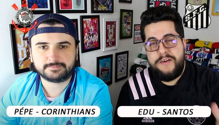 Edu e Pépe, apresentadores do canal "Futirinhas" no YouTube, são torcedores de Santos e Corinthians respectivamente.
