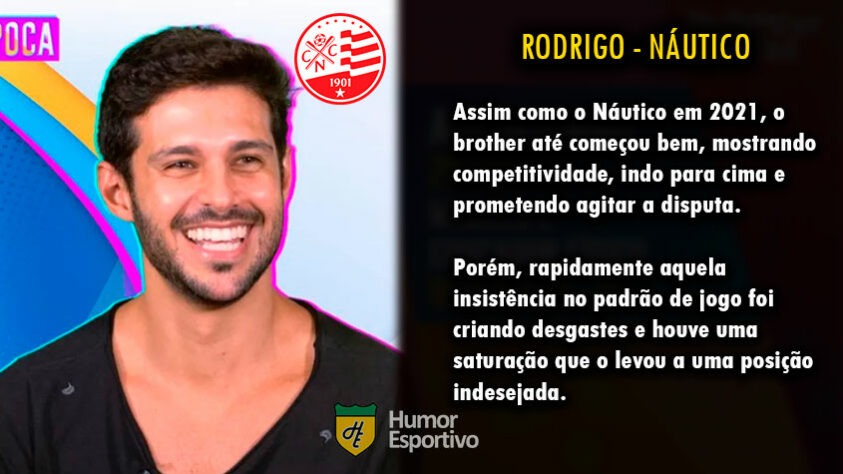 Futebol e Big Brother Brasil: Rodrigo seria o Náutico.