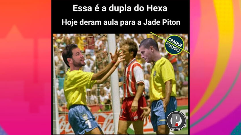 Treta entre Jade, Arthur e Gustavo: 'Jogo da Discórdia' no BBB rende memes relacionados a futebol.