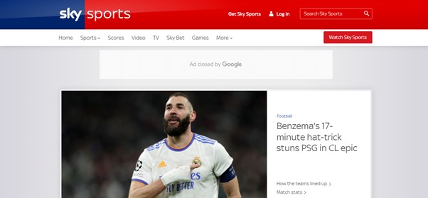 A Sky Sports (Inglaterra) ressaltou o intervalo de tempo necessário para o hat-trick de Benzema.