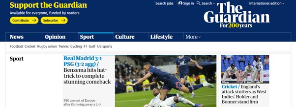 O The Guardian (Inglaterra) noticiou, de forma simples, a reviravolta no placar.