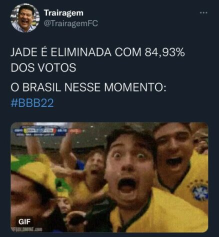 Paredão entre Jade Picon e Arthur Aguiar no BBB foi prato cheio para memes relacionados ao futebol.