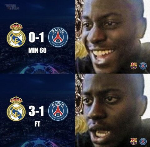 Champions League: os melhores memes da eliminação do Paris Saint-Germain para o Real Madrid.