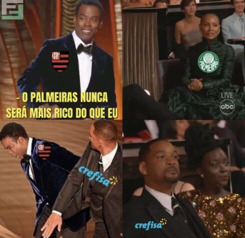 Agressão de Will Smith em Chris Rock gerou memes brincando com os times e jogadores de futebol.