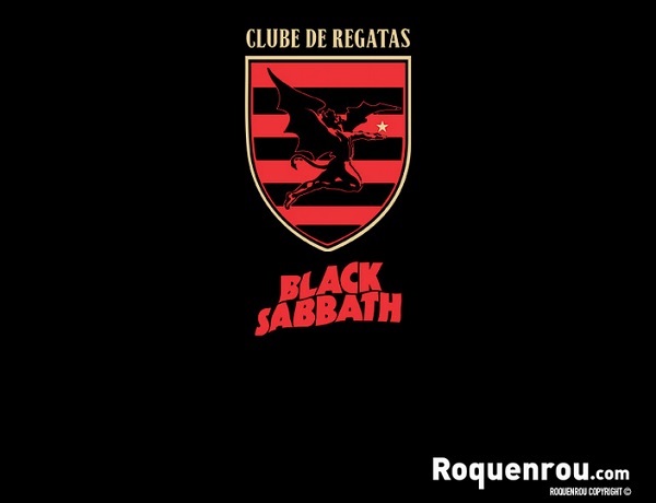 Clubes misturados com bandas de rock: Flamengo e Black Sabbath.