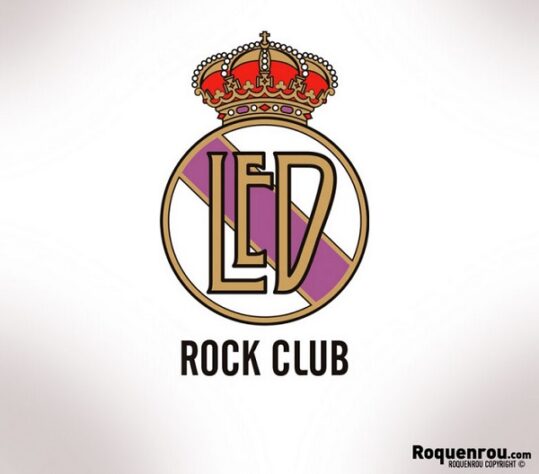 Clubes misturados com bandas de rock: Real Madrid e Led Zeppelin.