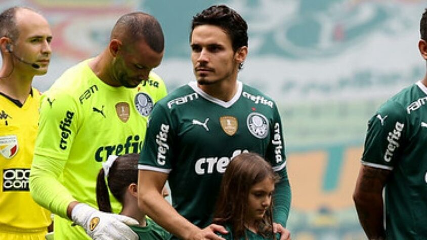 Time do Palmeiras perfilado antes do jogo.