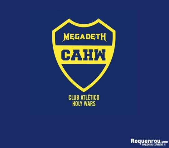 Clubes misturados com bandas de rock: Boca Juniors e Megadeth.