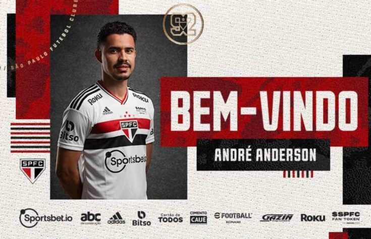 FECHADO - André Anderson foi anunciado pelo São Paulo como empréstimo nesta segunda-feira (11). O meia atuava na Itália, pela Lazio, e chega sem custos, com valor fixado em 3 milhões de Euros.