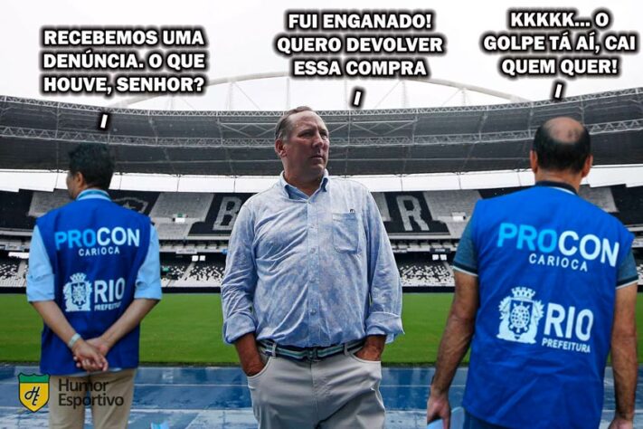 Mesmo com o Nilton Santos lotado, Glorioso acabou derrotado por 3 a 1 em partida de estreia do Brasileirão e os rivais não perdoaram nas zoeiras com o investidor do clube. Confira na galeria! (Por Humor Esportivo)