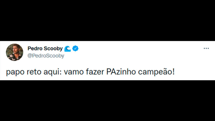 Pedro Scooby, que também participou do BBB, decidiu tomar partida na final do BBB e realizou um pedido: "Papo reto aqui: vamos fazer PAzinho campeão".