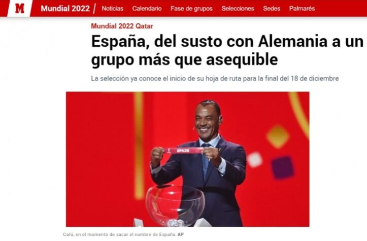 O 'Marca' diz que a Espanha se assusta com a Alemanha, mas destaca que é um grupo "mais que acessível".