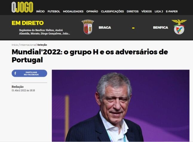 'O jogo', de Portugal, ressaltou os oponentes da seleção.