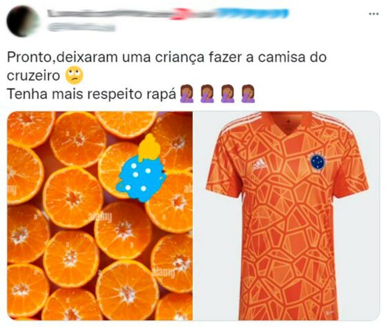 Além de ser comparada ao Coisa, do filme "Quarteto Fantástico", a nova camisa do Cruzeiro também fez com que uma torcedora lembrasse de laranjas.