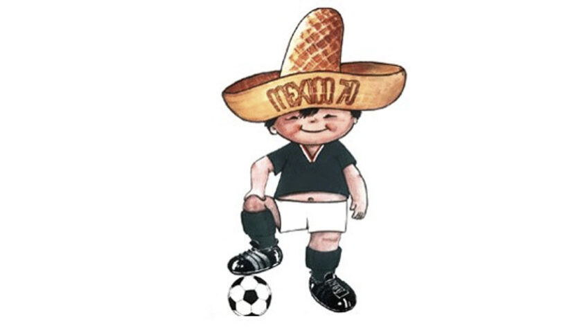 Mascote Juanito é um garoto vestido com o uniforme da seleção mexicana e com um "sombrero", chapéu tradicional do México.