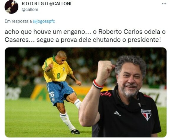 Julio Casares sofreu com as zoeiras dos torcedores após montagem com o Rei Roberto Carlos.