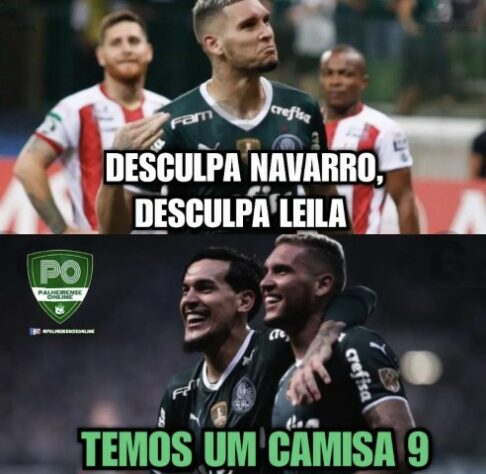 Após goleada por 8 a 1 pela Libertadores, torcedores do Palmeiras enalteceram Rafael Navarro e Raphael Veiga nos memes.