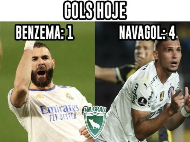 Após goleada por 8 a 1 pela Libertadores, torcedores do Palmeiras enalteceram Rafael Navarro e Raphael Veiga nos memes.