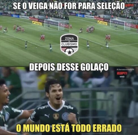 Após goleada por 8 a 1 pela Libertadores, torcedores do Palmeiras enalteceram Rafael Navarro e Raphael Veiga nos memes.