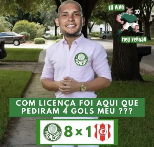 Após goleada por 8 a 1 pela Libertadores, torcedores do Palmeiras enalteceram Rafael Navarro e Raphael Veiga nos memes.