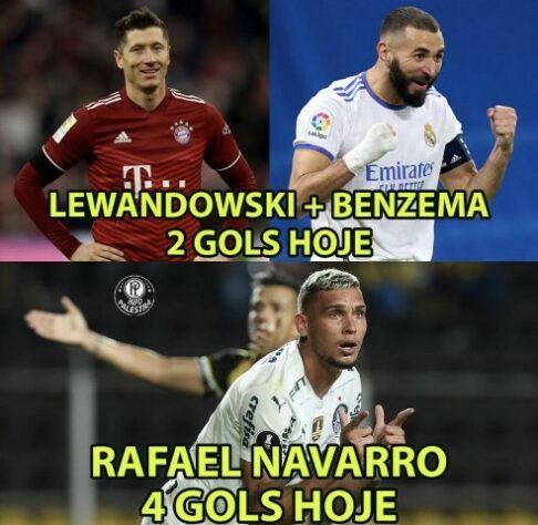 Após goleada por 8 a 1 pela Libertadores, torcedores do Palmeiras enalteceram Rafael Navarro e Raphael Veiga nos memes.