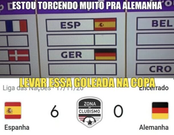 O encontro entre Alemanha e Espanha também rendeu lembranças com o 6 a 0 da Fúria na Liga das Nações em 2020.