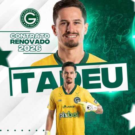 FECHADO - Destaque do Goiás nos últimos anos, o goleiro Tadeu acertou a sua renovação de contrato com o clube até 2026, seguindo como um dos pilares da equipe.
