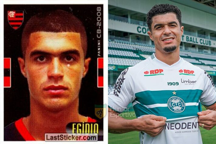 Egídio no álbum do Campeonato Brasileiro de 2008 com a camisa do Flamengo. Com 35 anos, ele disputa a Série A do Brasileirão pelo Coritiba.