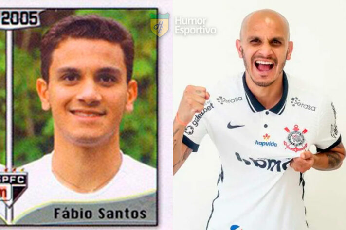 Fábio Santos no álbum do Campeonato Brasileiro de 2005 com a camisa do São Paulo. Com 36 anos, ele disputa a Série A do Brasileirão pelo Corinthians.