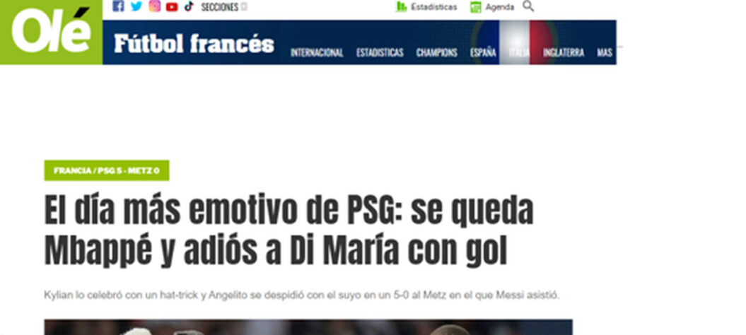 "O dia mais emocionante da história do PSG", foi assim que o Diario Olé classificou o fico de Mbappé no clube francês