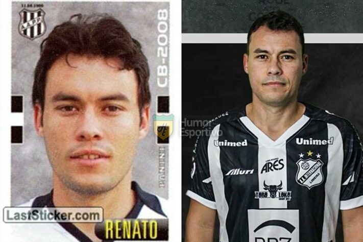 Renato Cajá no álbum do Campeonato Brasileiro de 2008 com a camisa da Ponte Preta. Com 37 anos, ele disputa a Série D do Brasileirão pela Inter de Limeira.