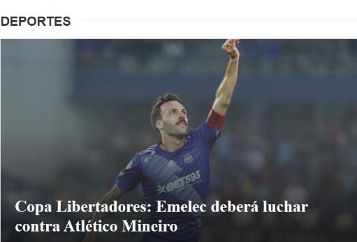 EXPRESO (Equador) - 'Copa Libertadores: Emelec terá que lutar contra o Atlético Mineiro'