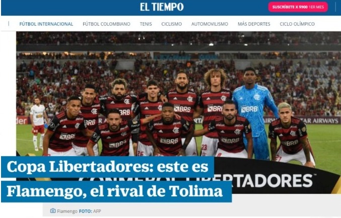EL TIEMPO (Colômbia) - 'Copa Libertadores: este es Flamengo, el rival de Tolima'