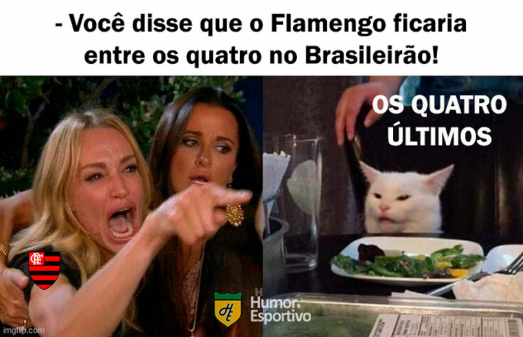 Torcedores fazem memes com proximidade do Flamengo com a zona de rebaixamento do Brasileirão.