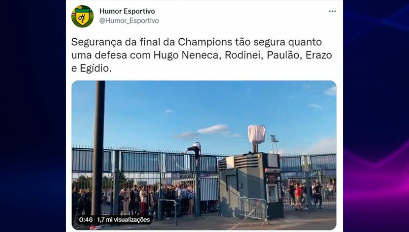 Torcedores fazem memes e piadas com acontecimentos inusitados na final entre Liverpool e Real Madrid.