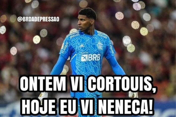 Em memes, rubro-negros enaltecem Hugo Souza e zoam o Fluminense após vitória do Flamengo no clássico.