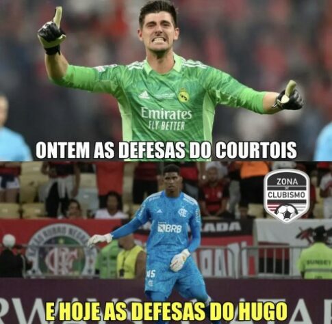 Em memes, rubro-negros enaltecem Hugo Souza e zoam o Fluminense após vitória do Flamengo no clássico.